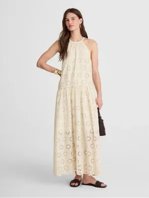 Madewell $198 Embroidered Drop-Waist Maxi Dress Floral Eyelet Ivory Size XXS thumbnail 4
