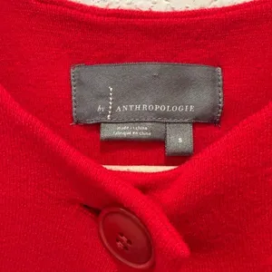 By Anthropologie Red Bolero‎ One Button Peplum Open Front Blazer Jacket Size S thumbnail 5