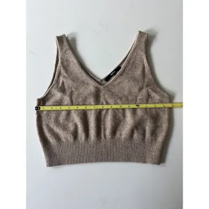 Quince 100% Mongolian Cropped Cashmere Tank Large Oatmeal thumbnail 6