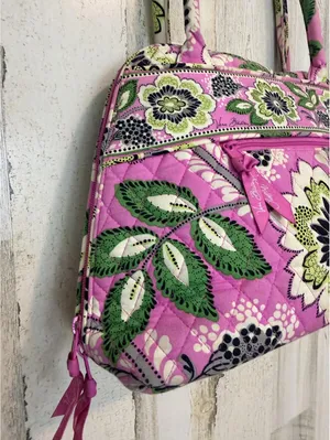 Vera Bradley Womens OS Viva La Vera Pink Green Floral Quilted Frame Satchel Bag thumbnail 9