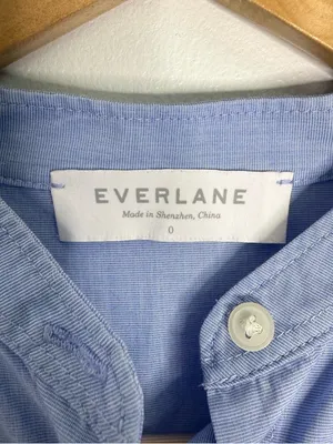 Everlane Light Blue Mandarin Collar Womens Shirt Size 0 Popover Button Down thumbnail 5