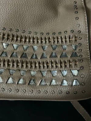 Mona B. Women's Taupe Studded Satchel Shoulder Bag Purse thumbnail 8