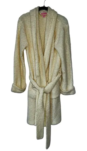 Vintage Victoria’s Secret Robe Mid Length Ivory Wool Blend Y2K Spa Loungewear thumbnail 1