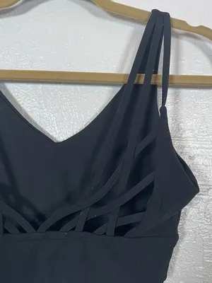 BuffBunny Collection Women M Black Strappy Sports Bra No Pads Athleisure Workout thumbnail 5