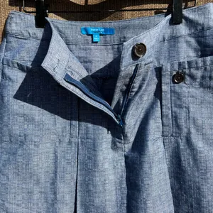 Derek Lam For Design Nation Blue Chambray Woven A-Line, Pleated Mini Skirt 8 thumbnail 8