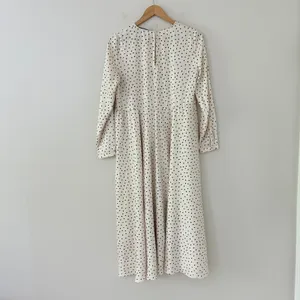 Zara Dress Cream Black Polka Dot Midi Long Sleeve Empire Waist Oversized Size S thumbnail 4