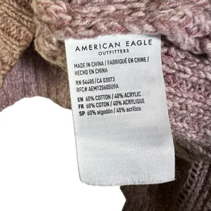 American Eagle Pointelle Marled Knit Oversized Sweater Mauve Open Stitch Size M thumbnail 6