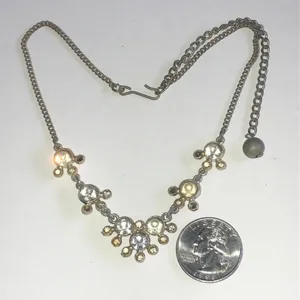 Vintage Rhinestone Accent Silver Tone Statement Necklace thumbnail 4
