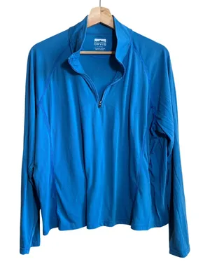 Orvis Quarter Zip Pullover XL Blue Womens Polyester Cotton Blend thumbnail 1