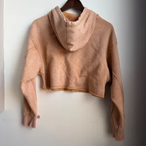 Aeropostale XS Orange Acid Wash Cropped Hoodie Raw‎ Hem Pullover Sweatshirt thumbnail 2