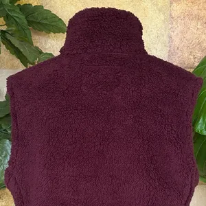 NEW Sage Women’s Maroon/Burgundy Fleece Outdoor Zip-Up Stand Collar Vest, Size S thumbnail 6