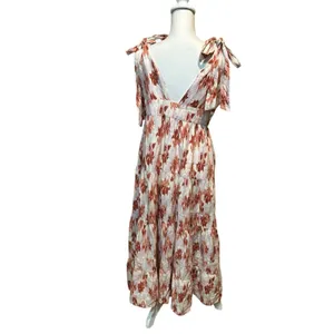 House of Harlow Linen Blend Midi‎ Dress Strap Tie Boho Beachy Resort Medium thumbnail 2