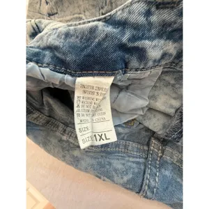 Acid‎ Wash Crinkle Denim Bermuda Shorts Light Blue Button Fly Plus Size 1XL thumbnail 6