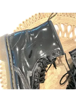 Dr Martens Junior 1460 Patent Leather Lace Up Boots Black 1460J W5 thumbnail 4
