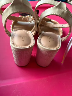 Pearl Block Heels White Size 11 thumbnail 3