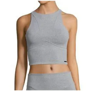 Koral Womens Defense Crop‎ Top Cloud Gray Sports Bra Zipper A6148KS44 Medium NWT thumbnail 3