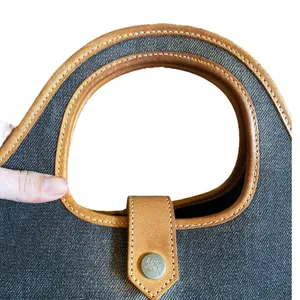 Burberry Of London Blue Denim Leather Trim Tote thumbnail 5