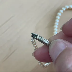 Sterling Silver Vintage with artificial gold pearls Necklace thumbnail 4