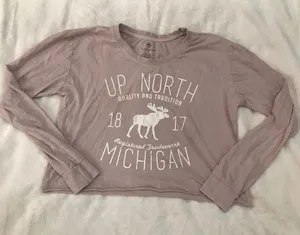 Graphic Long Sleeve Crop Top Pink Size M thumbnail 1