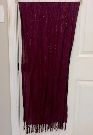 Purple Sequined Pashmina with Fringe thumbnail 1