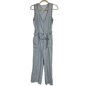 Obey Blue White Striped Sleeveless Jumpsuit Womens 27 Beachy Lightweight Casual thumbnail 2