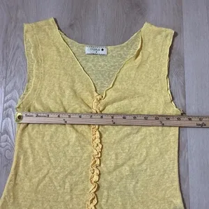 OURS Y2K Ruffle Trim V-Neck Tank Top Women S Yellow Sleeveless Fairycore Knit thumbnail 3