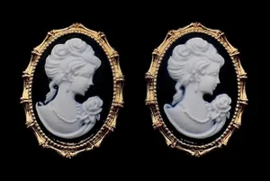 Anthropologie 14K Cameo Larger Earrings thumbnail 3