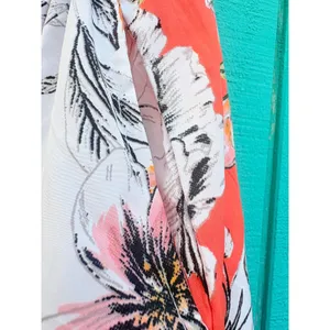 Gypsie‎ Blu Womens Floral Maxi Skirt Coral Orange White Elastic Waist Pockets L thumbnail 5