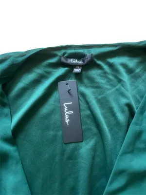 Lulus My Whole Heart Emerald Green Long Sleeve Wrap Dress | XLarge NWT thumbnail 4