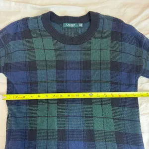 Lauren Ralph Lauren Dark Green & Blue Plaid Crewneck Sweater thumbnail 7