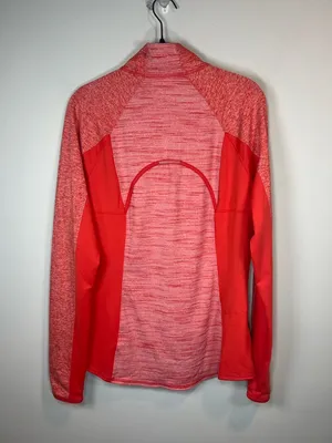 Athleta Running Wild 1/2 Zip Pullover Shirt Red Performance Pocket Reflective Lg thumbnail 8