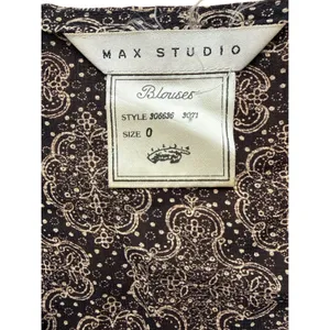 Max Studio Womens Black White Paisley Medallion Wrap Blouse Size 0 306636 thumbnail 4