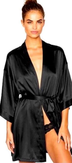 100% Silk Black Victoria’S Secret Robe! thumbnail 1