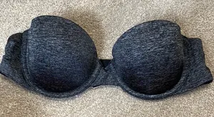 Victoria’s Secret Black Marl Strapless T-Shirt Lightly Lined Bra Size 34 B thumbnail 1