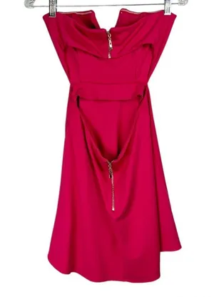 Revolve NBD X NAVEN Bright Barbie Pink Boned Bodice V Cut Mini Dress Sz Medium thumbnail 4
