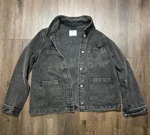 Old Navy Black Grey Denim Jacket thumbnail 1