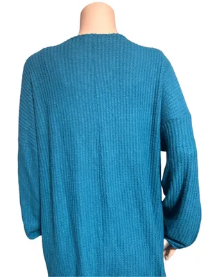 Zenana V-neck knit long sleeve waffle pullover top XL thumbnail 6