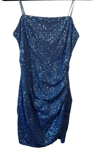 Honey and Rosie Blue Sequin Mini Dress Size‎ M Homecoming Prom Holiday thumbnail 1