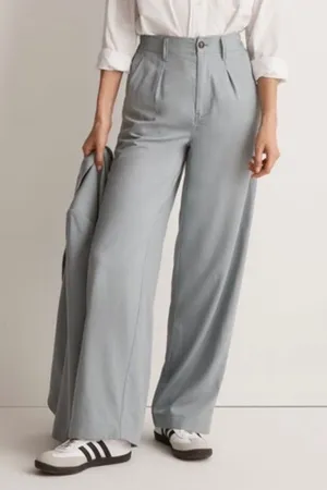 Madewell The Petite Neale Straight Leg‎ Pants Drapeweave Overcast Blue 4 Petite thumbnail 1