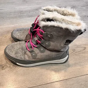 Sorel Whitney Joan Winter Boots Womens Gray Waterproof Fur Lined‎ Lace Up Size 5 thumbnail 4