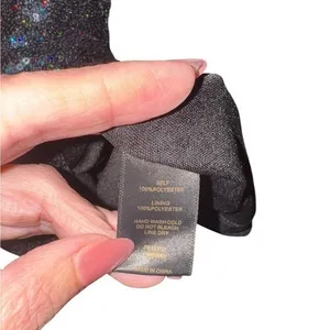 Gianni Bini Womens Black Sequin Sheath Mini Dress Sleeveless‎ Sparkly XS thumbnail 5
