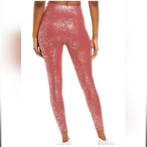 Sweaty Betty High Waist 7/8 Metallic Foil Splatter Leggings Red Silver M 393 thumbnail 2