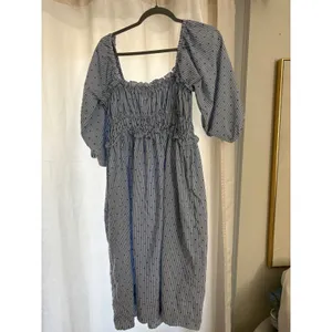 Maeve Smocked Midi Dress Striped Polka Dot Midi Size large thumbnail 4