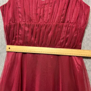 Vintage 90s As U Wish Party‎ Dress Fit Flare Sleeveless Tulle Overlay Red Size 5 thumbnail 5