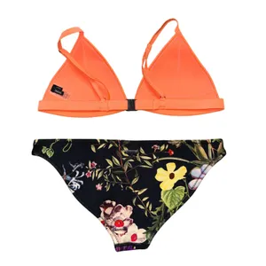 Triangl Bikini Set Womens L Top‎ S Bottom Orange Floral Neoprene Good Trim thumbnail 4