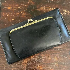 Buxton Black Leather Wallet W/Checkbook Holder thumbnail 1
