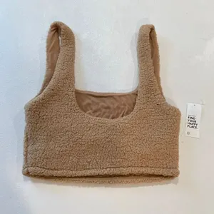 Gilly Hicks Sherpa Fleece Tank Top Size S Tan Cozy Cropped Teddy NWT thumbnail 3