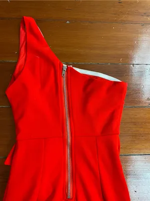 Hello Molly Backstage Passes One Shoulder Red Ruffle Mini Dress Sz XS 💚🎀 thumbnail 8