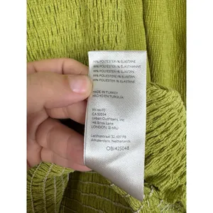 Anthropologie Smocked Puff Sleeve Top Chartreuse Green Textured Blouse Small thumbnail 5