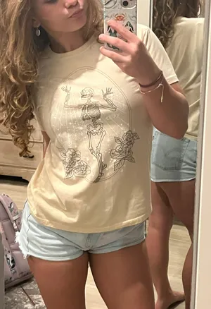 light pink skeleton tee thumbnail 1